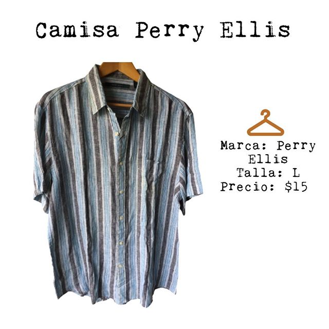 Camisa de lino marca Perry Ellis a rayas, bolsillo frontal estilo Mykonos blue.
#batista #secondhand